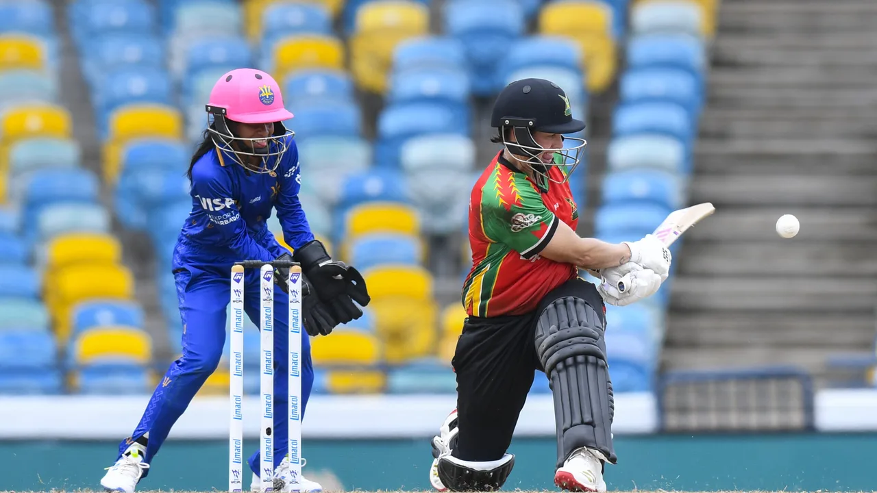 Guyana Amazon Warriors celebrate their WCPL Playoff win over Barbados Tridents at Kensington Oval