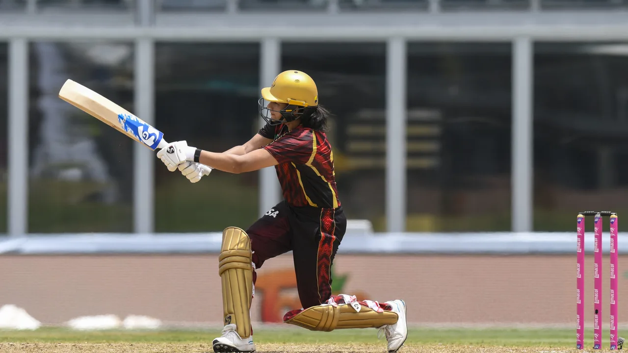 Yastika Bhatia batting for Trinbago Knight Riders against Jamaica Empress in the Limacol WCPL