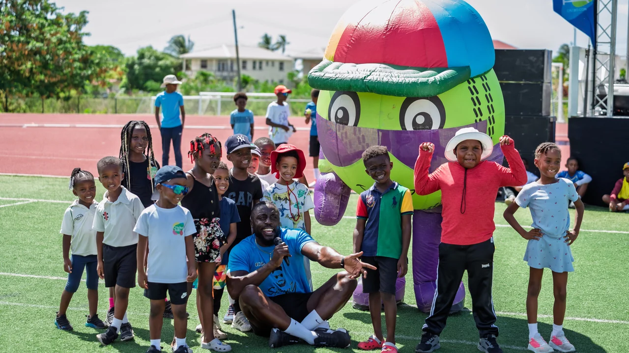 Children taking part in a Caribbean Premier League community activity