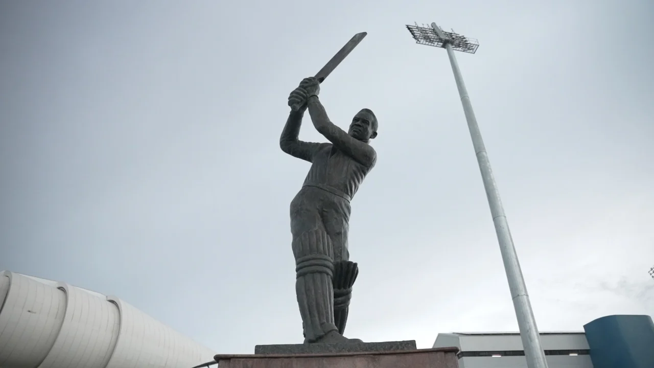 Statue of Sir Garfield Sobers outside Kensington Oval in Barbados