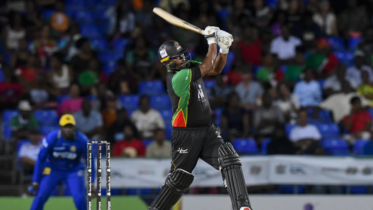 Johnson Charles batting for St Kitts & Nevis Patriots against Barbados Tridents at Warner Park
