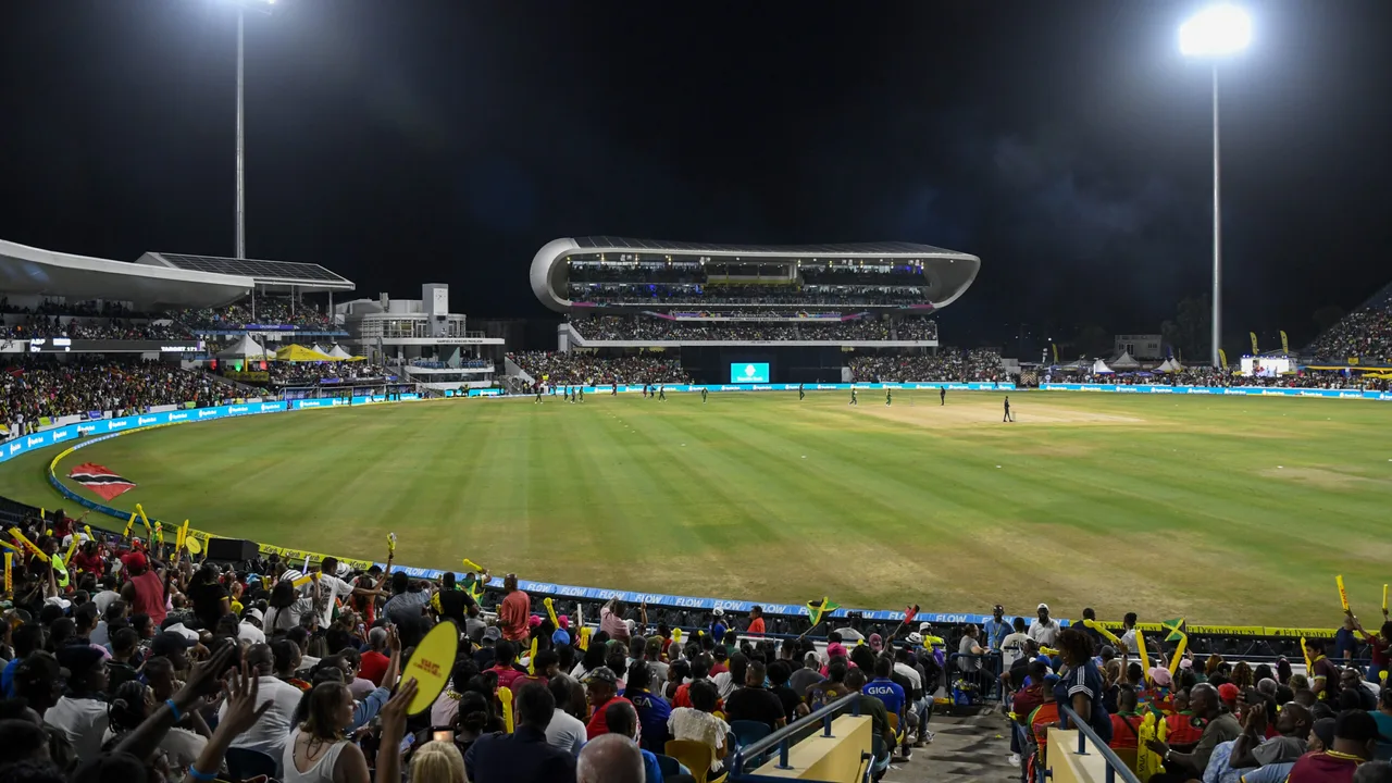 Antigua and Barbuda Falcons players celebrate winning the CPL 2026 final at Kensington Oval