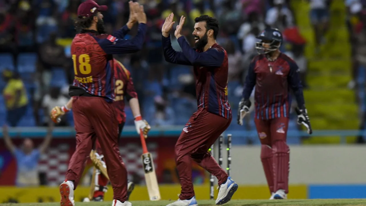 Shadab Khan bats for Antigua and Barbuda Falcons