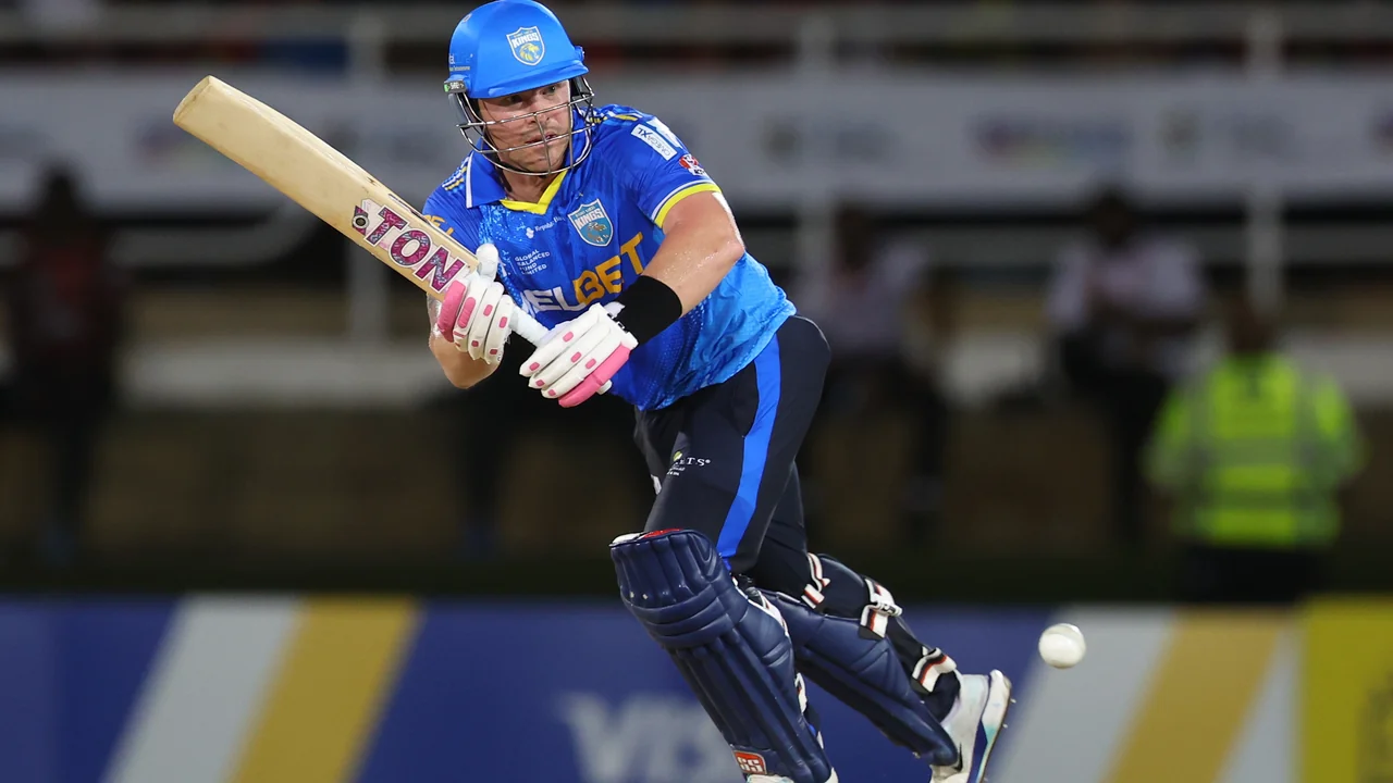 Tim Seifert celebrates his CPL 2026 century for Saint Lucia Kings