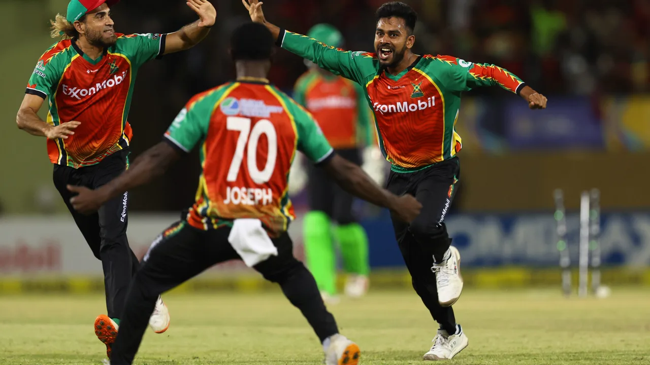Guyana Amazon Warriors celebrate beating Trinbago Knight Riders at Providence Stadium in CPL 2026